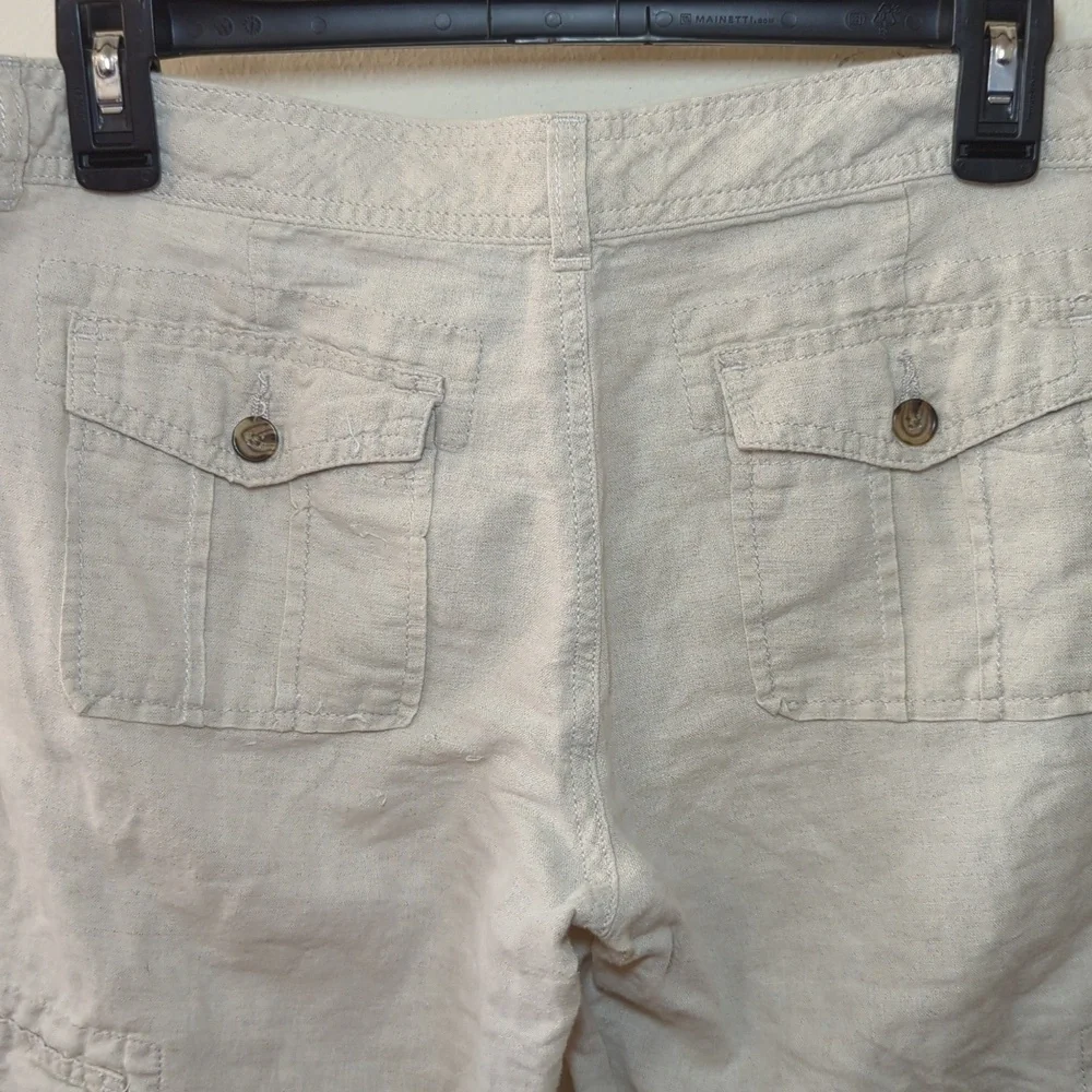Banana Republic Martin Fit Cargo Pants Cream Linen-blend Cropped Cuffed Size 6P